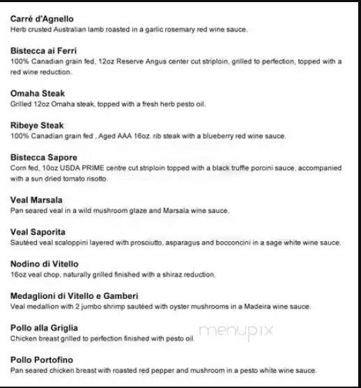 Sapore's by Zafferano - Vaughan, ON menu_pic