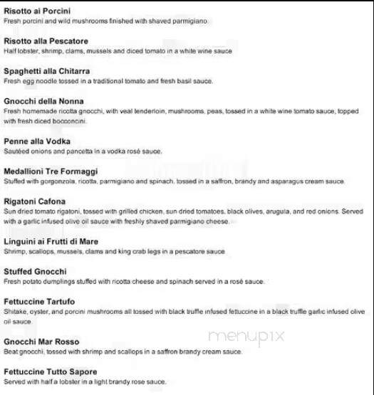 Sapore's by Zafferano - Vaughan, ON menu_pic