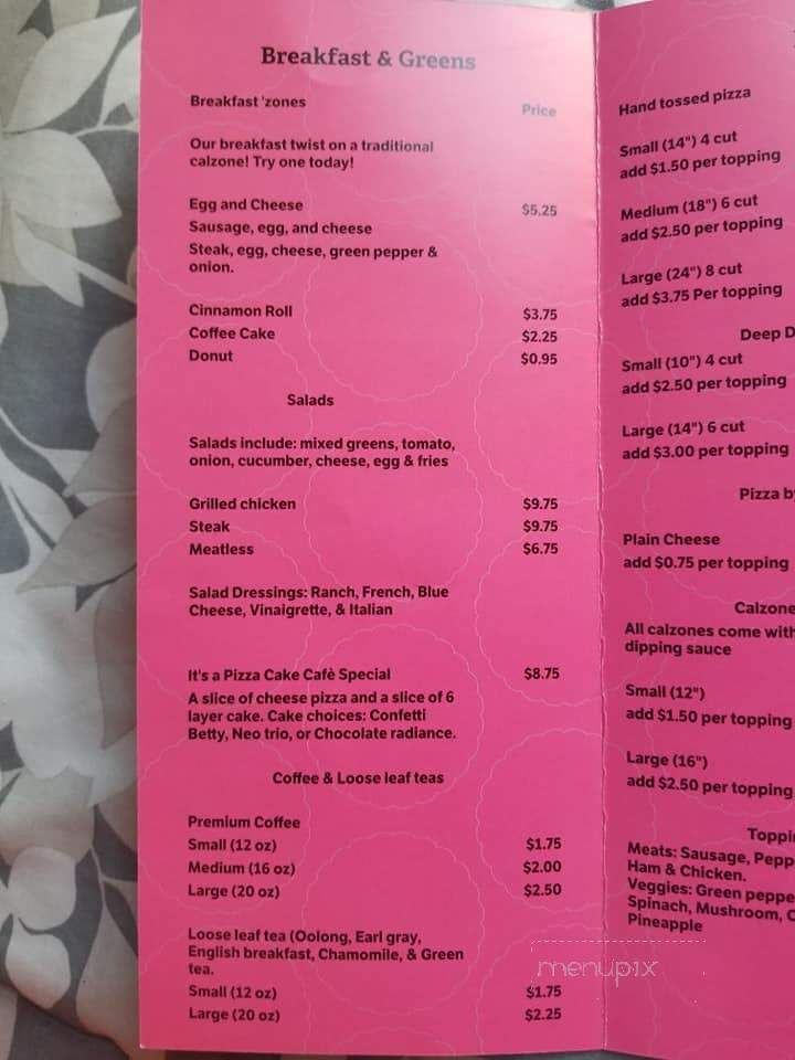 It's a Pizza Cake Cafe - McKees Rocks, PA menu_pic