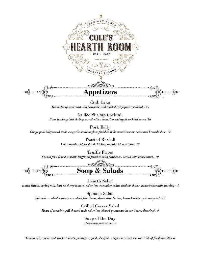Cole's Hearth Room - Palmyra, MO menu_pic