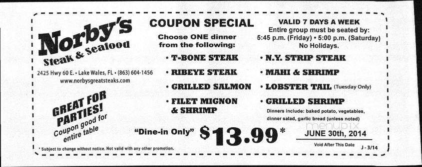 Norbys Steak & Seafood - Lake Wales, FL menu_pic