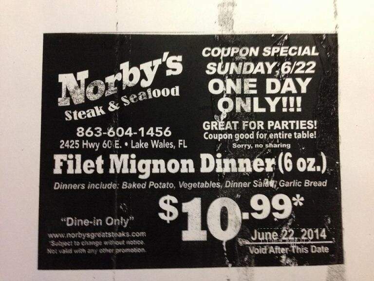 Norbys Steak & Seafood - Lake Wales, FL menu_pic