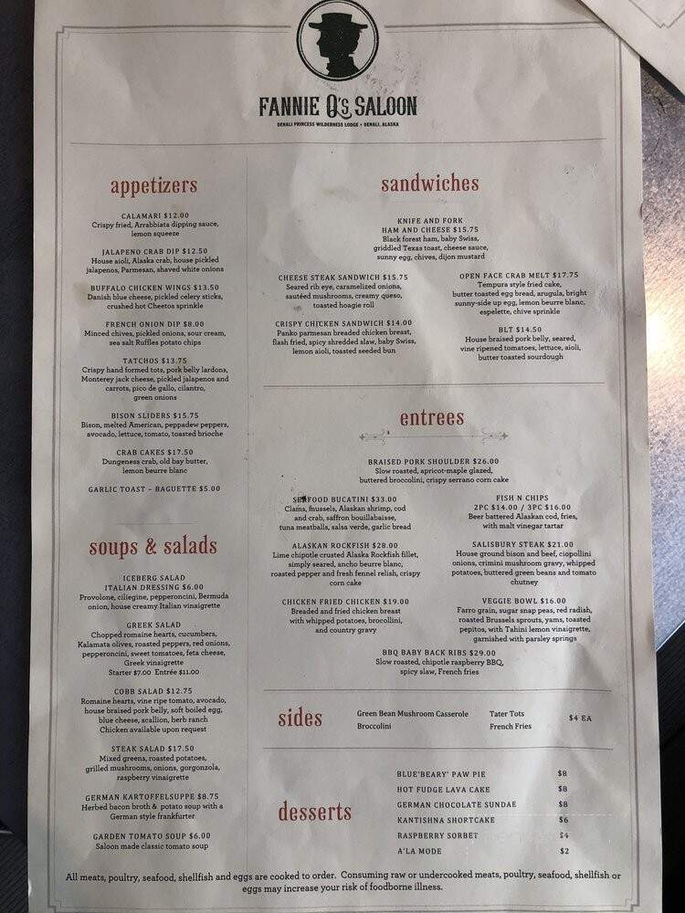 Fannie Q's Saloon - Denali, AK menu_pic