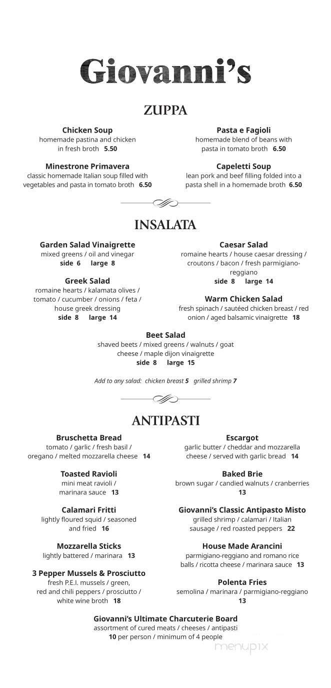 Giovannis Restaurant - Sault Ste Marie, ON menu_pic