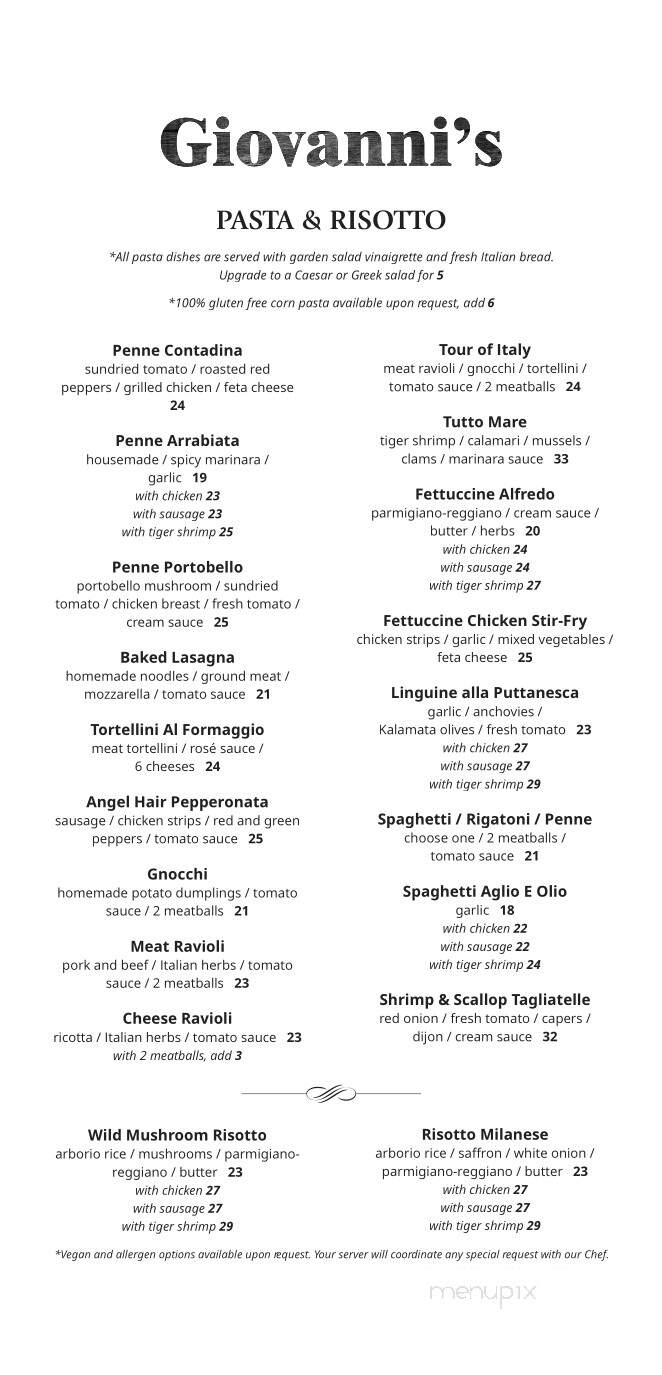Giovannis Restaurant - Sault Ste Marie, ON menu_pic