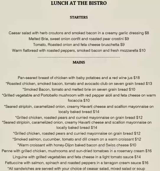 Bistro 238 - Oshawa, ON menu_pic