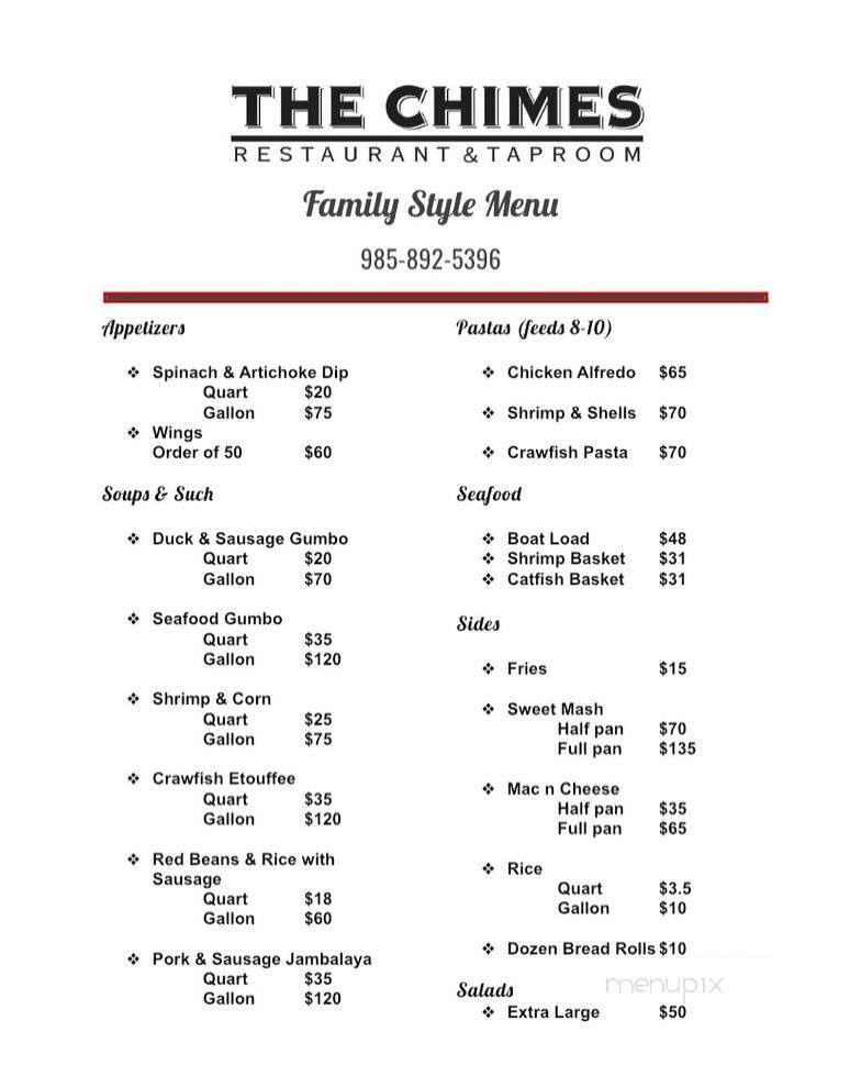 The Chimes in Covington - Covington, LA menu_pic