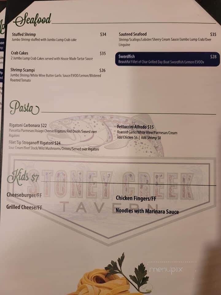 Stony Creek Inn - Dauphin, PA menu_pic