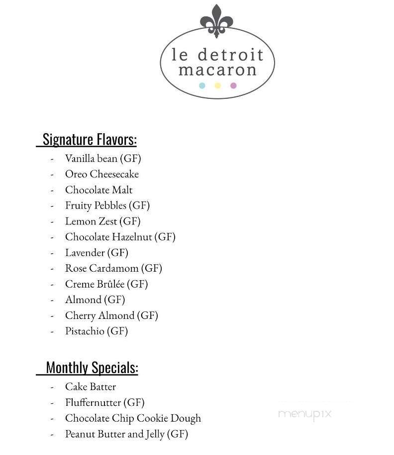 Le Detroit Macaron - Hamtramck, MI menu_pic