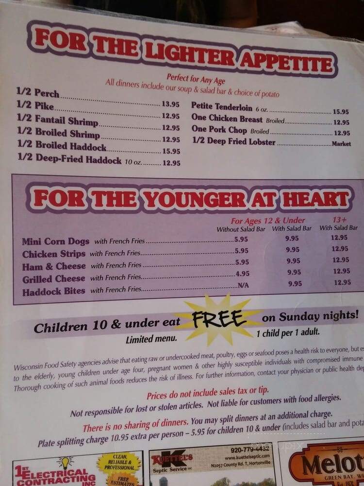 Black Otter Supper Club - Hortonville, WI menu_pic