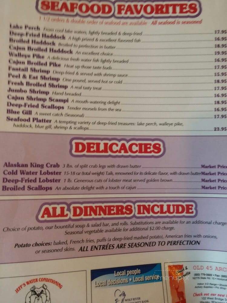 Black Otter Supper Club - Hortonville, WI menu_pic