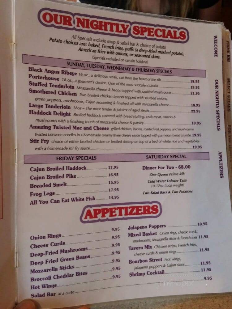 Black Otter Supper Club - Hortonville, WI menu_pic