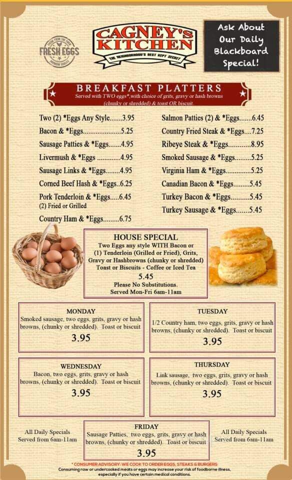 Cagney's Kitchen & BBQ - Wallburg, NC menu_pic