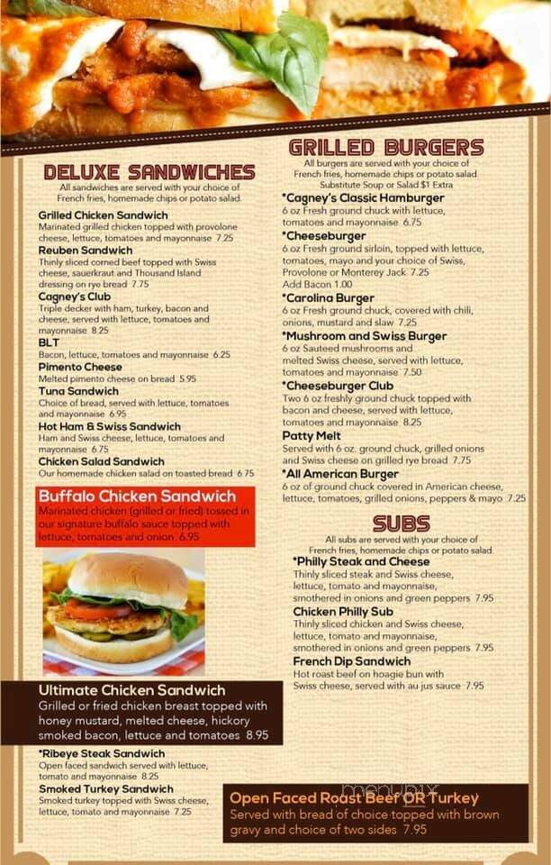 Cagney's Kitchen & BBQ - Wallburg, NC menu_pic