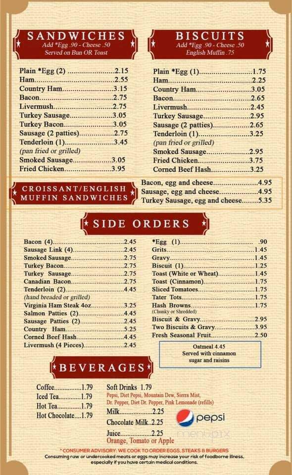 Cagney's Kitchen & BBQ - Wallburg, NC menu_pic