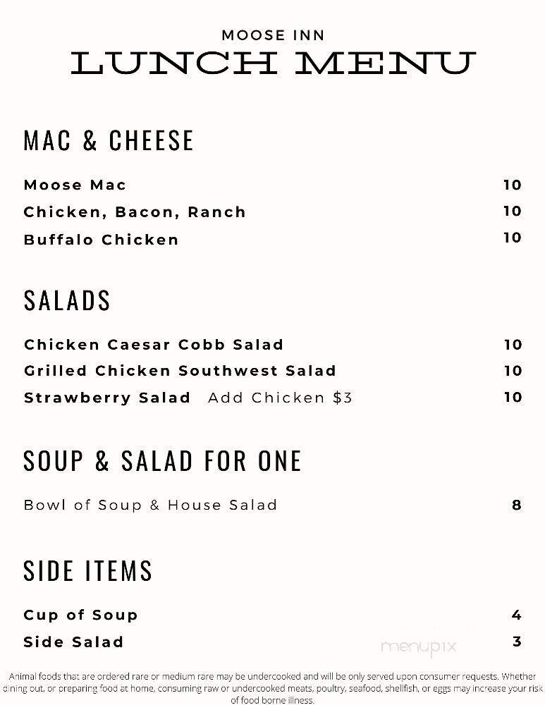 Moose Inn - Wautoma, WI menu_pic