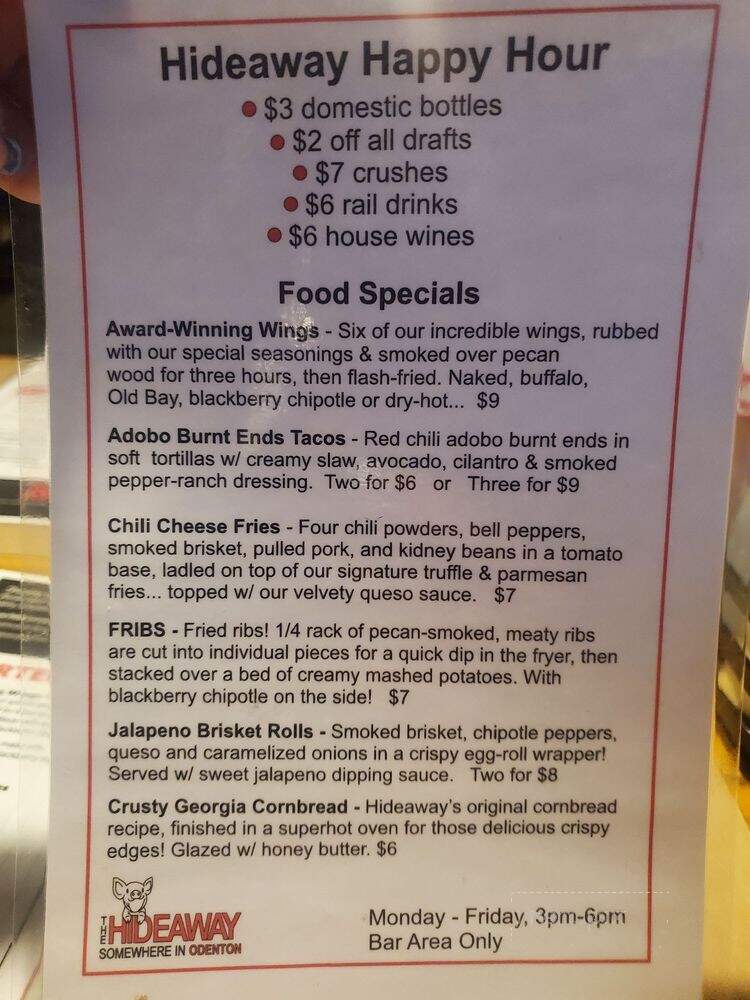 Jim's Hideaway - Odenton, MD menu_pic