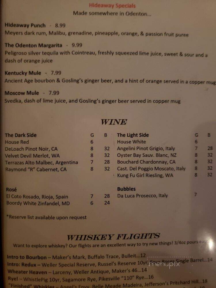 Jim's Hideaway - Odenton, MD menu_pic