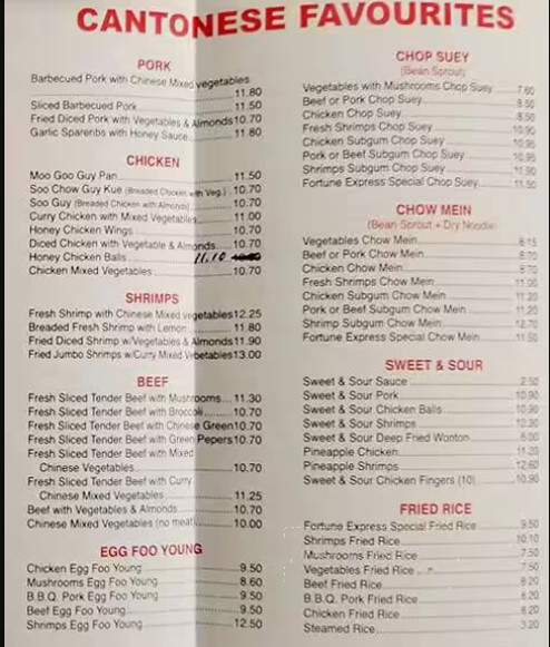 Fortune Express - Chatham-Kent, ON menu_pic