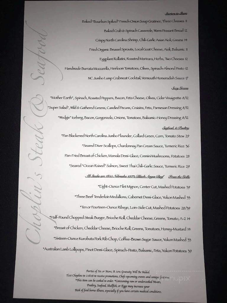 Choplin's Restaurant - Cornelius, NC menu_pic