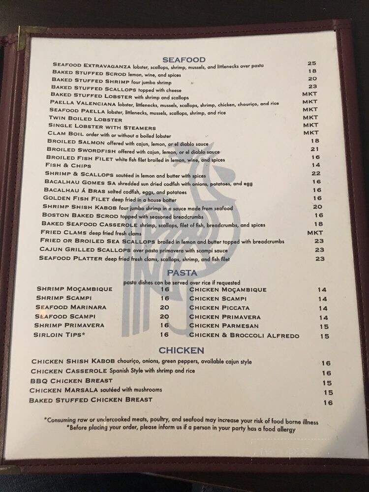 Barcellos Family Restaurant - Tiverton, RI menu_pic