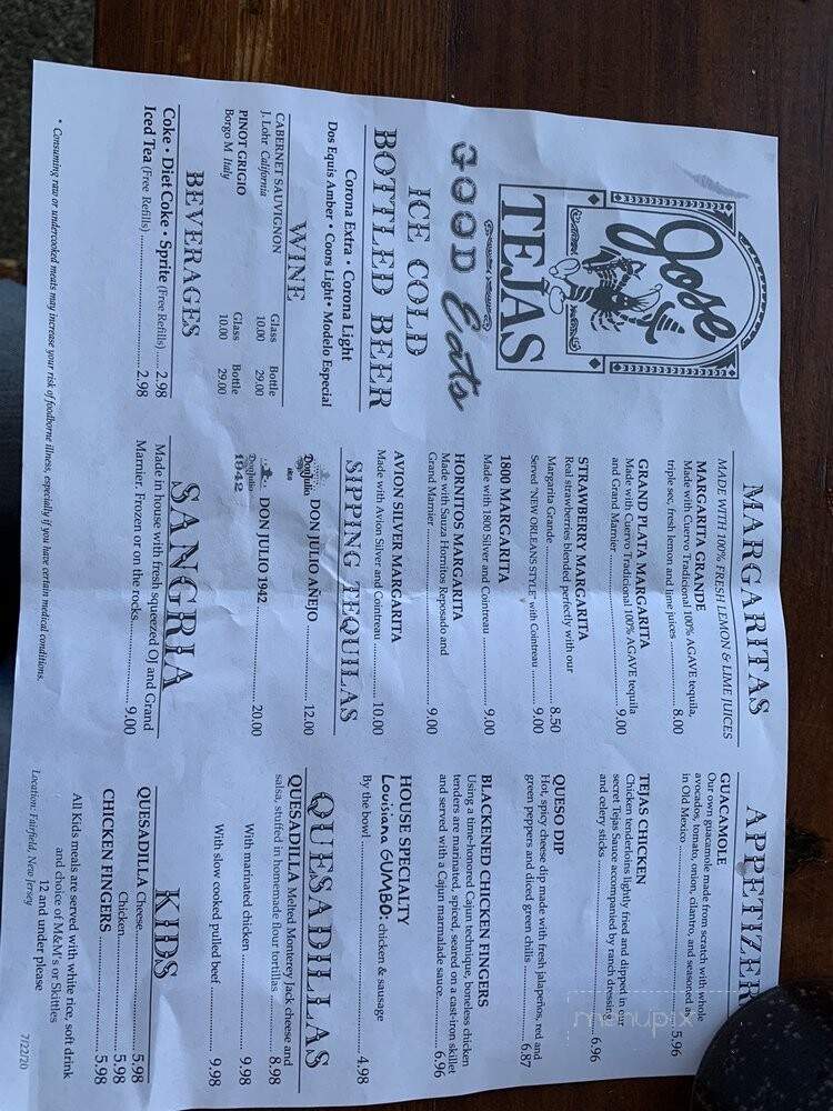 Jose Tejas - Fairfield, NJ menu_pic