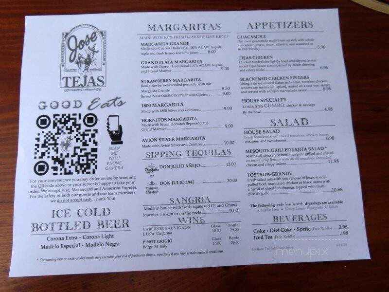 Jose Tejas - Fairfield, NJ menu_pic