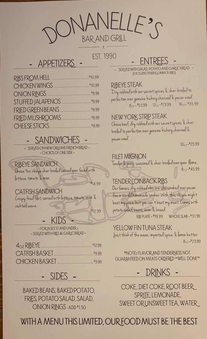 Donanelle's Bar & Grill - Hattiesburg, MS menu_pic