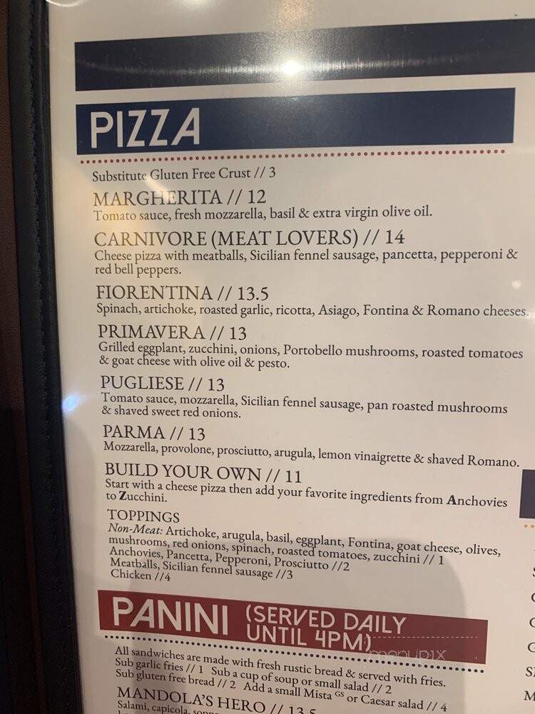 Mandola's Italian Kitchen - Tampa, FL menu_pic