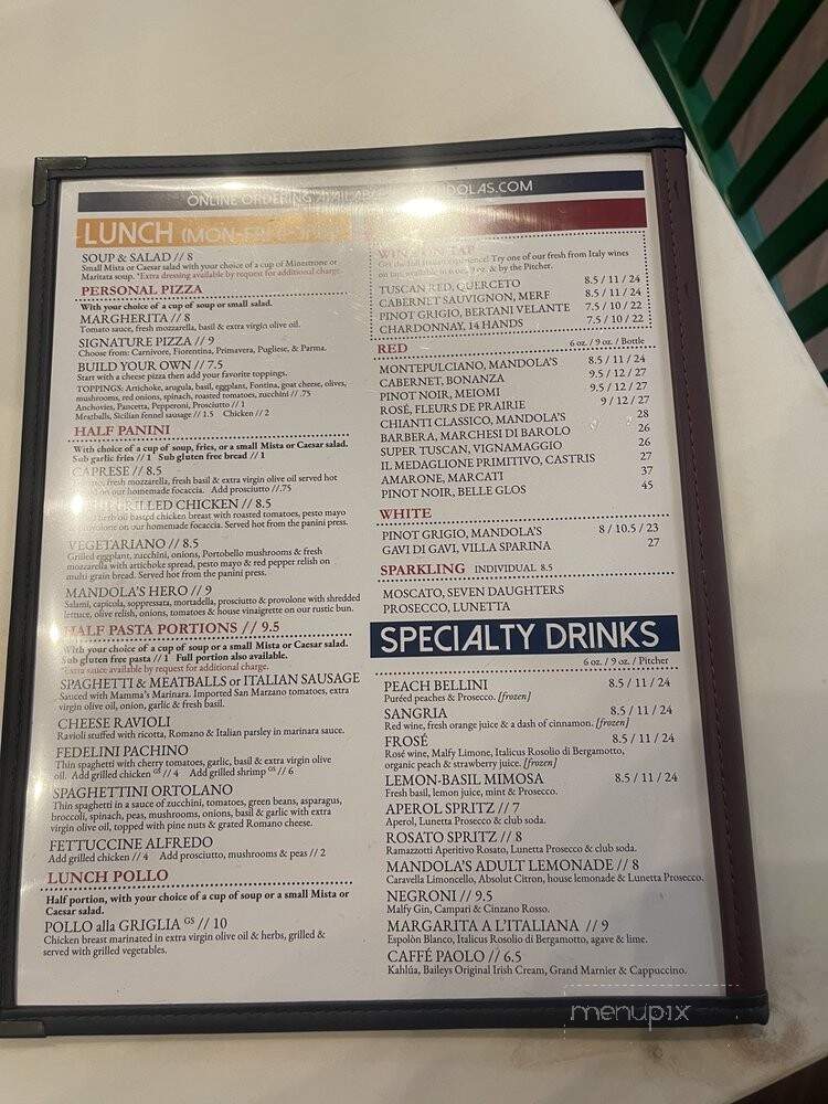 Mandola's Italian Kitchen - Tampa, FL menu_pic