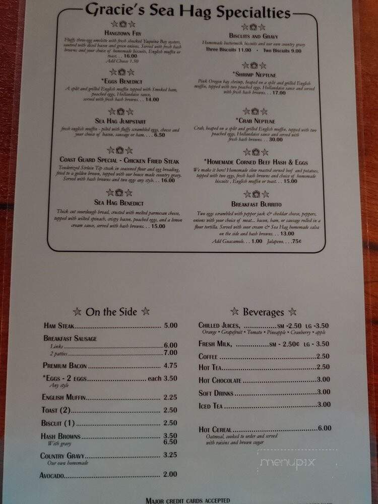 Gracie's Sea Hag - Depoe Bay, OR menu_pic