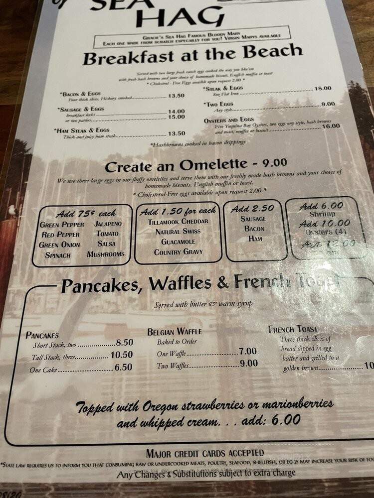 Gracie's Sea Hag - Depoe Bay, OR menu_pic