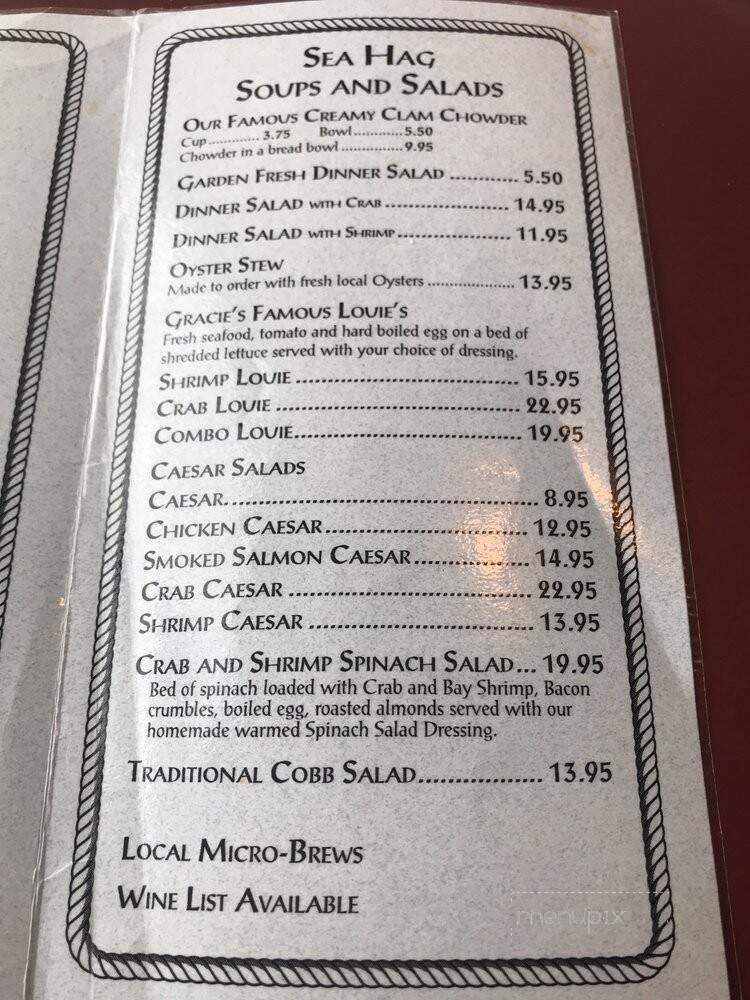 Gracie's Sea Hag - Depoe Bay, OR menu_pic