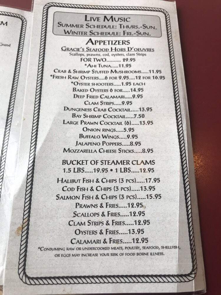 Gracie's Sea Hag - Depoe Bay, OR menu_pic