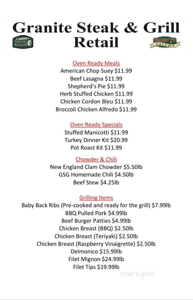 Granite Steak & Grill - Rochester, NH menu_pic