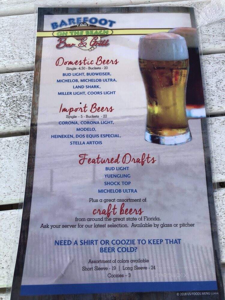 Barefoot Beach Club - Panama City Beach, FL menu_pic