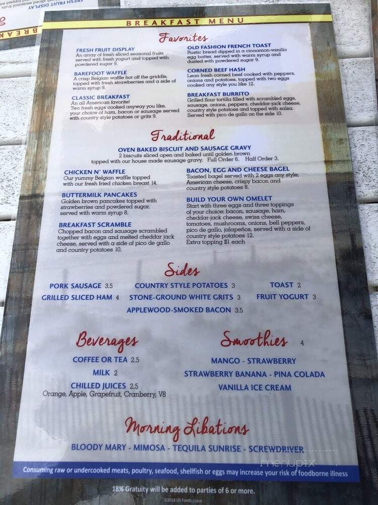 Barefoot Beach Club - Panama City Beach, FL menu_pic