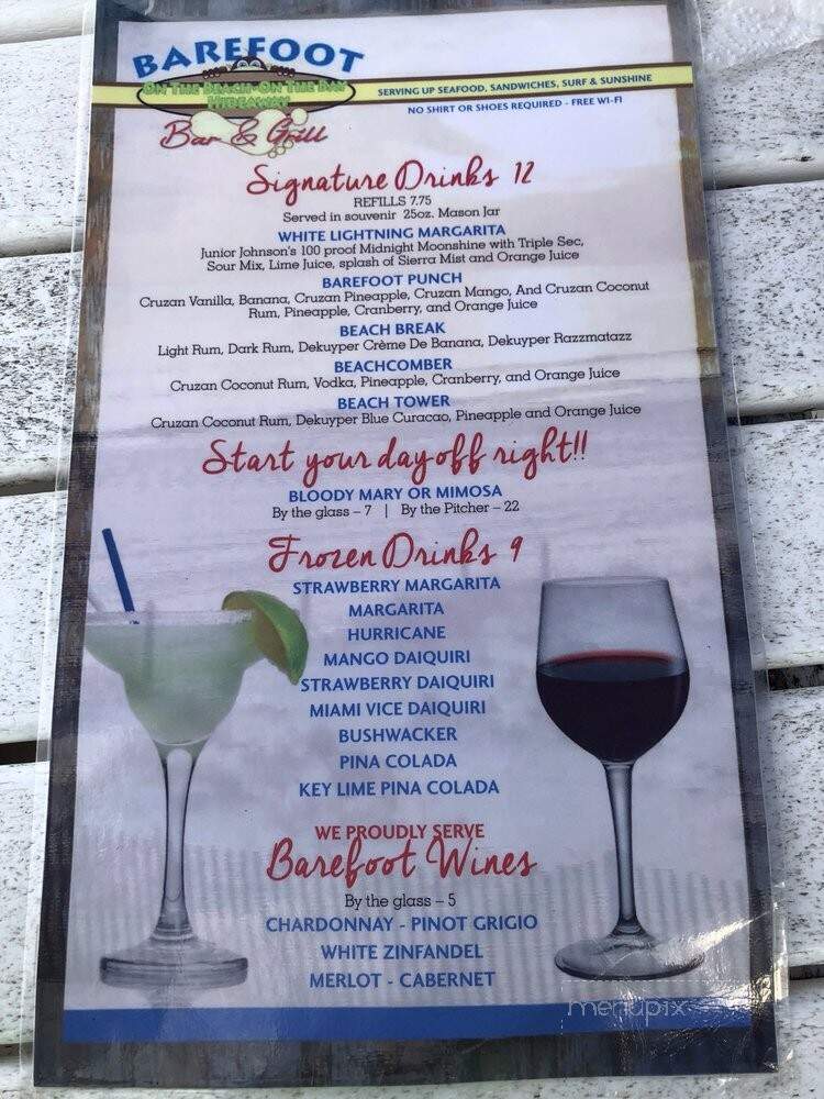 Barefoot Beach Club - Panama City Beach, FL menu_pic