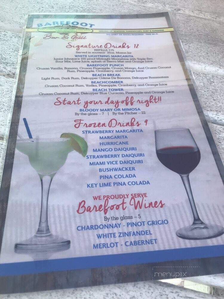 Barefoot Beach Club - Panama City Beach, FL menu_pic