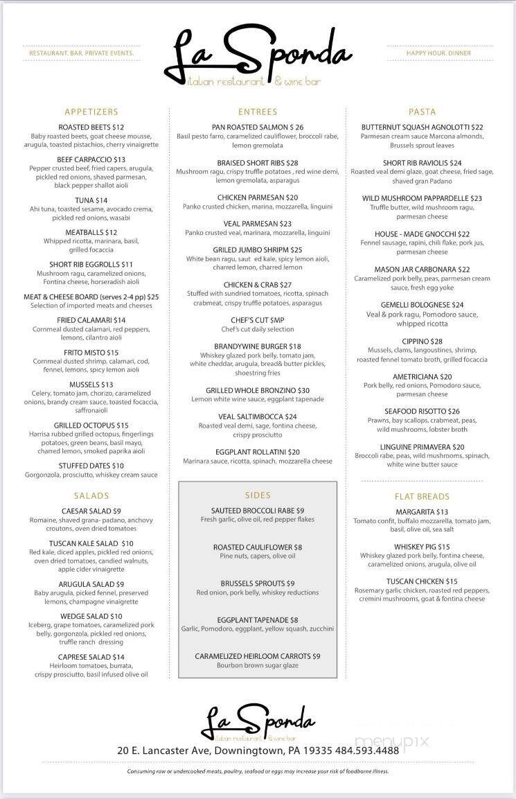 La Sponda - Downingtown, PA menu_pic