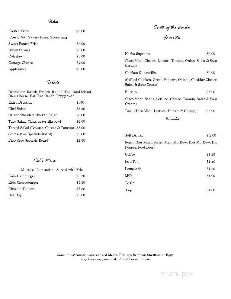 Schlechty's Sports Bar & Grill - New Madison, OH menu_pic
