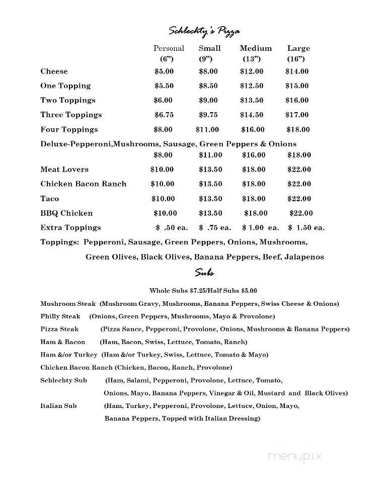 Schlechty's Sports Bar & Grill - New Madison, OH menu_pic