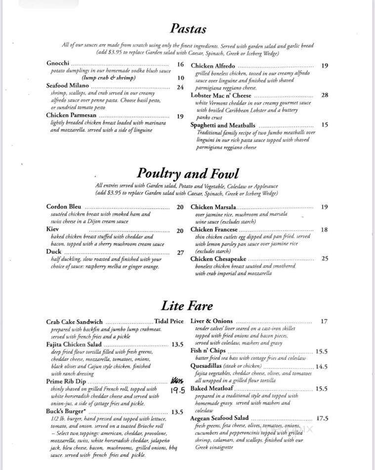Buck's Restaurant - Rising Sun, MD menu_pic