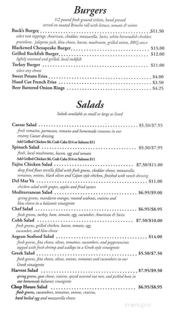 Buck's Restaurant - Rising Sun, MD menu_pic