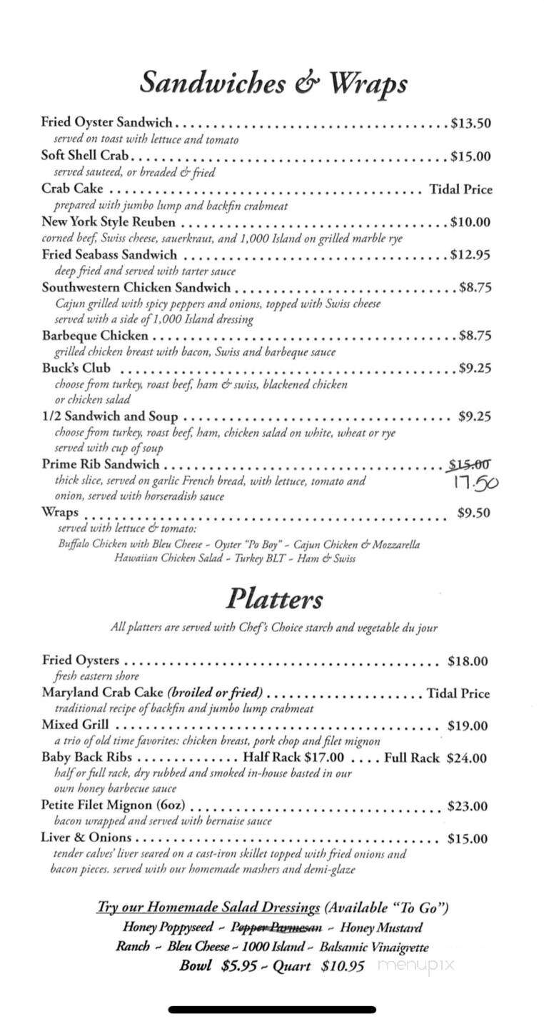 Buck's Restaurant - Rising Sun, MD menu_pic