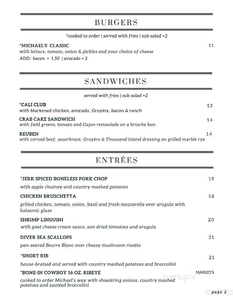 Michael's on the Waterfront - Wilmington, NC menu_pic