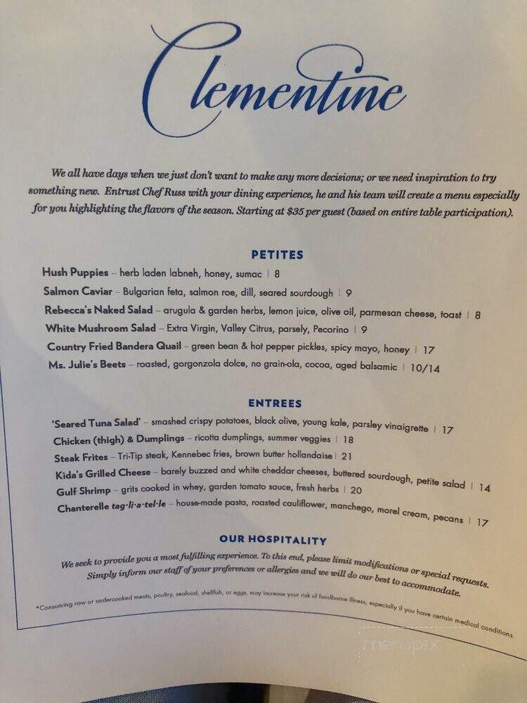 Clementine San Antonio - Castle Hills, TX menu_pic