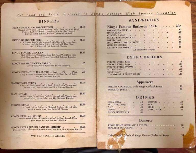 King's Barbecue - Petersburg, VA menu_pic