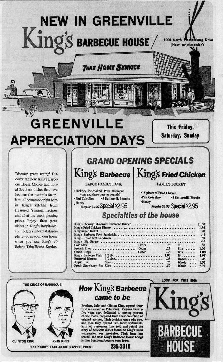 King's Barbecue - Petersburg, VA menu_pic