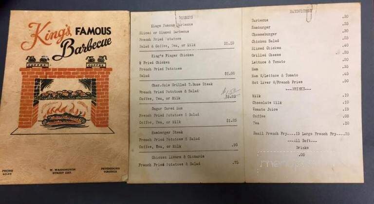 King's Barbecue - Petersburg, VA menu_pic